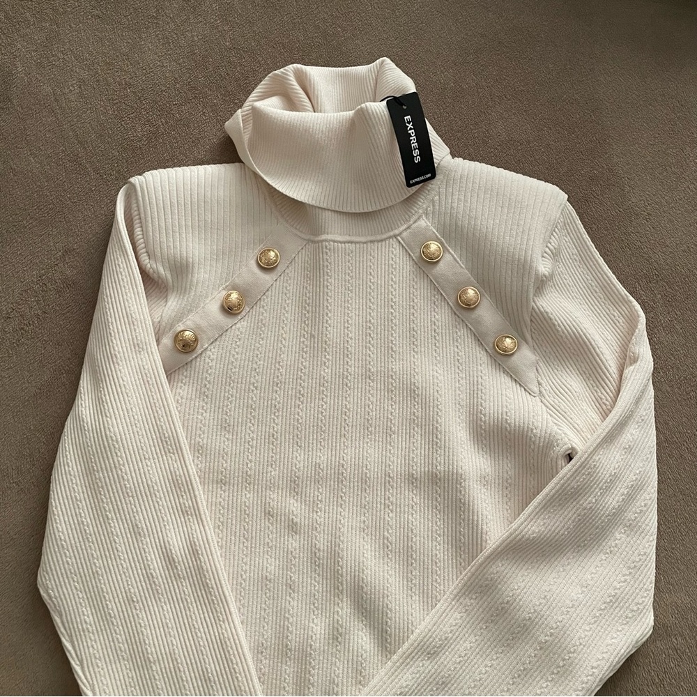 Express Novelty Button Turtleneck Sweater Size M